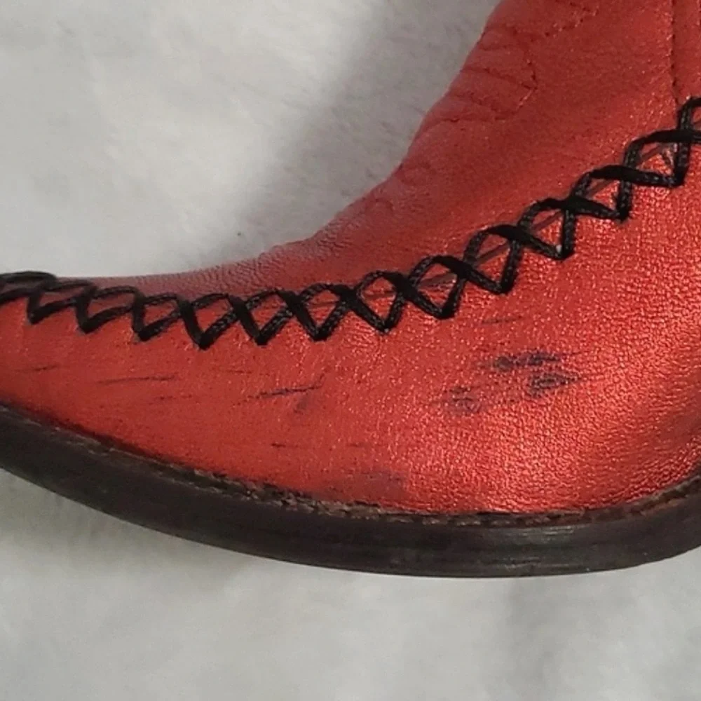Jeffrey Campbell Metallic Red Western Ankle Boots